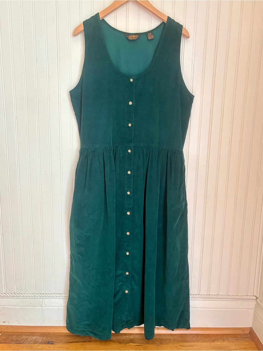 Vintage Eddie Bauer Medium Cotton Corduroy Button Front Dress